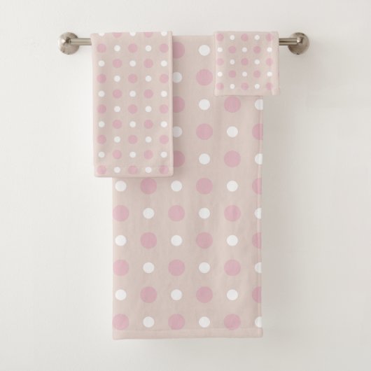 Roze en witte Stippen Bad Handdoek (Insitu)
