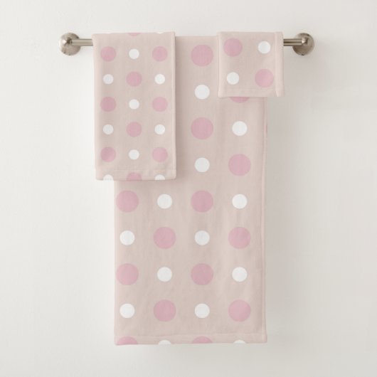 Roze en witte Stippen Bad Handdoek (Insitu)