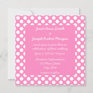 Roze en witte stippen bruiloft uitnodiging