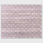 roze en witte stippen houtnerf cadeaupapier (Vlak)