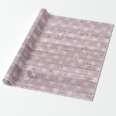 roze en witte stippen houtnerf cadeaupapier (Uitgerold)