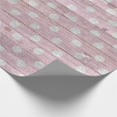 roze en witte stippen houtnerf cadeaupapier (Hoek)