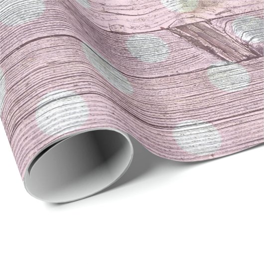 roze en witte stippen houtnerf cadeaupapier (Rol Hoek)