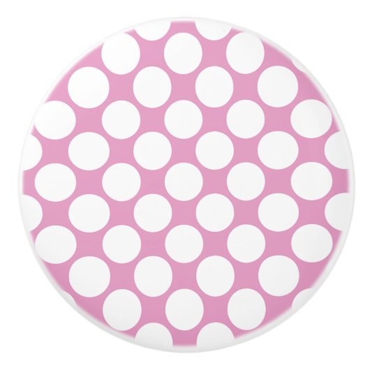 Roze en witte stippen keramische knop (Voorkant)