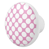 Roze en witte stippen keramische knop (Rechts)