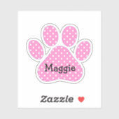 Roze en Witte Stippen Met Naam Sticker (Vel)