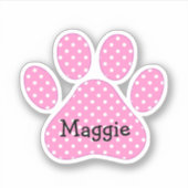 Roze en Witte Stippen Met Naam Sticker (Voorkant)