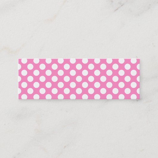 Roze en witte stippen mini visitekaartje (Voorkant)