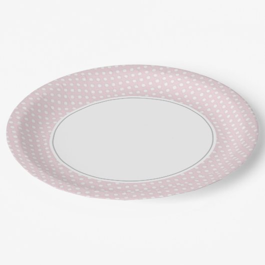 Roze en witte Stippen Papieren Bordje (Gekanteld)