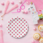 Roze en witte stippen papieren bordje (Feest)