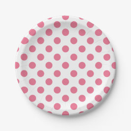 Roze en witte stippen papieren bordje