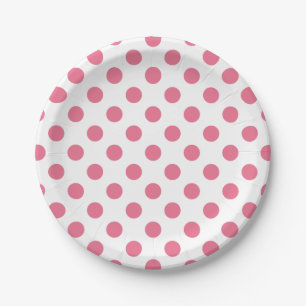 Roze en witte stippen papieren bordje