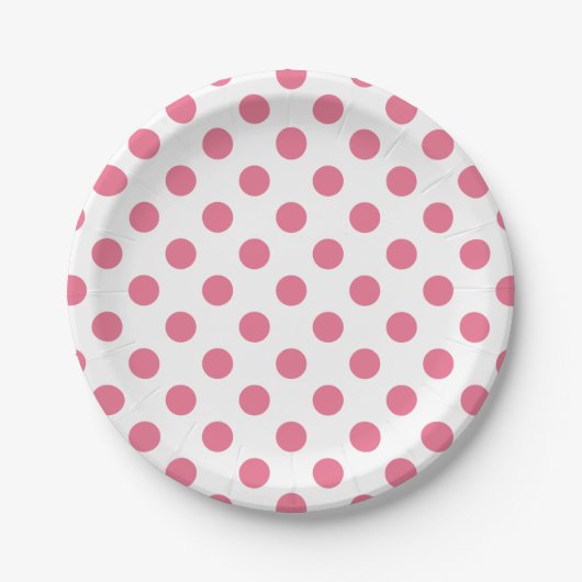 Roze en witte stippen papieren bordje (Voorkant)