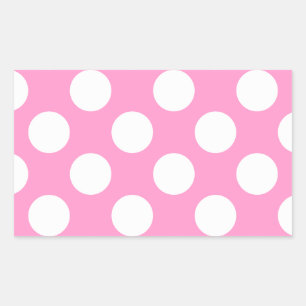Roze en Witte Stippen Rechthoekige Sticker