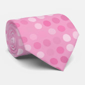 roze en witte stippen stropdas (Opgerold)