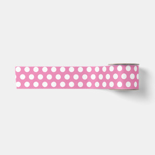 Roze en witte stippen trendy motief satijnen lint