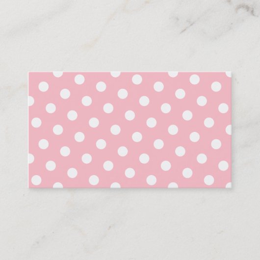 Roze en witte stippen visitekaartje (Voorkant)