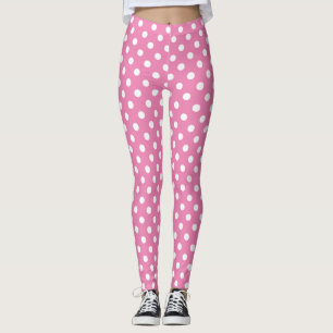 Roze en Witte Stippenpatroon Leggings