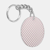 Roze en Witte Stippenpatroon Sleutelhanger (Voorkant Links)