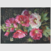 Roze en Witte Stockroos Decoupage Tissuepapier (Voorkant)