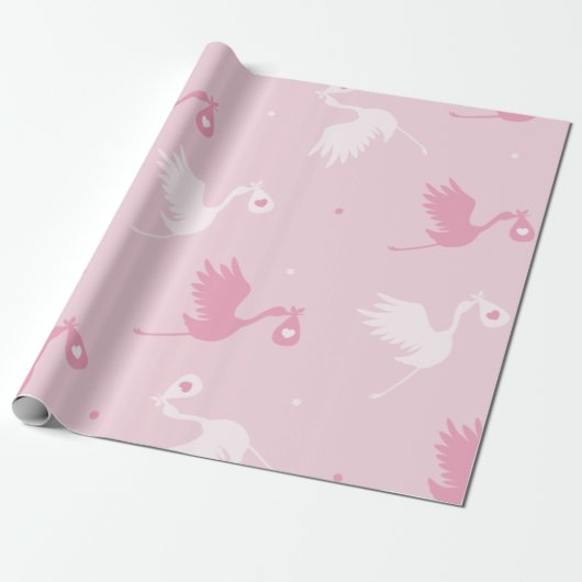 Roze en witte stollingspatroon voor levering van v cadeaupapier (Uitgerold)