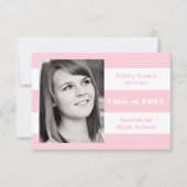 Roze en witte streep - 3x5 Afstuderen aankondiging (Voorkant)