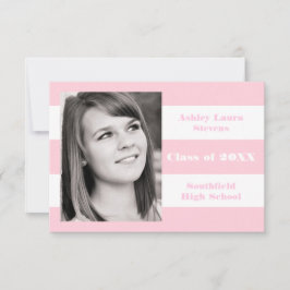 Roze en witte streep - 3x5 Afstuderen aankondiging