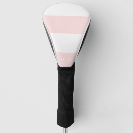 Roze en witte streep aangepaste kleur dames golfheadcover (Voorkant)