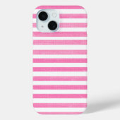 Roze en witte streep Case-Mate iPhone case (Achterkant)