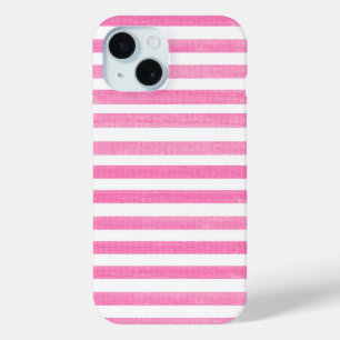 Roze en witte streep iPhone 15 case