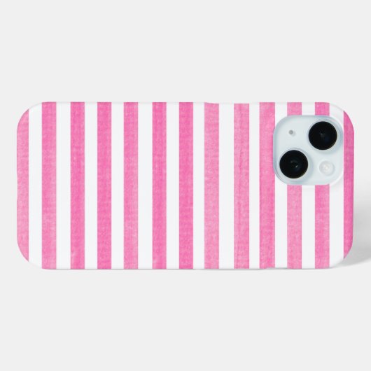 Roze en witte streep Case-Mate iPhone case (Achterkant (horizontaal))