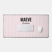 Roze en witte streep gepersonaliseerde moderne ele bureaumat (Keyboard & Muis)