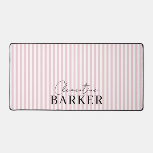 Roze en witte streep gepersonaliseerde moderne ele bureaumat (Voorkant)