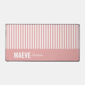 Roze en witte streep gepersonaliseerde moderne ele bureaumat (Voorkant)