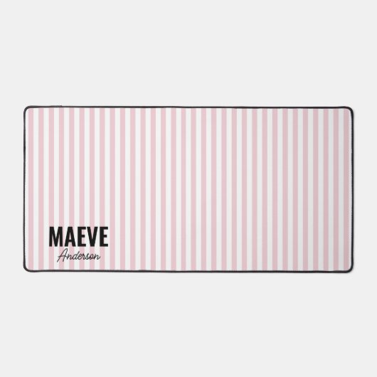 Roze en witte streep gepersonaliseerde moderne ele bureaumat (Voorkant)