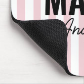 Roze en witte streep gepersonaliseerde moderne ele muismat (Hoek)