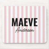 Roze en witte streep gepersonaliseerde moderne ele muismat (Voorkant)