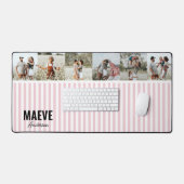 Roze en witte streep gepersonaliseerde moderne fot bureaumat (Keyboard & Muis)