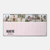 Roze en witte streep gepersonaliseerde moderne fot bureaumat (Voorkant)