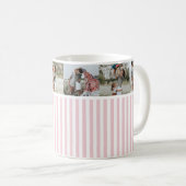 Roze en witte streep gepersonaliseerde moderne fot koffiemok (Voorkant rechts)