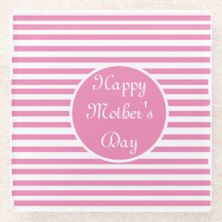 Roze en witte streep glazen onderzetter