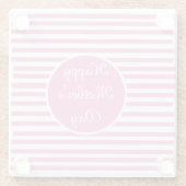 Roze en witte streep glazen onderzetter (Achterkant)