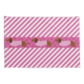 Roze en witte streep Hoesjes van de Dachshund Pill Kussensloop (Achterkant-Rechts)