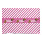 Roze en witte streep Hoesjes van de Dachshund Pill Kussensloop (Voorkant-Links)