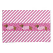 Roze en witte streep Hoesjes van de Dachshund Pill Kussensloop (Voorkant-Rechts)