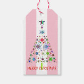 Roze en witte streep Kerstmis Groet Cadeaulabel (Voorkant)