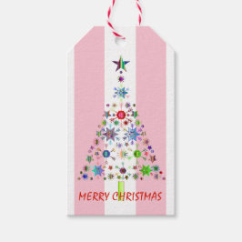 Roze en witte streep Kerstmis Groet Cadeaulabel