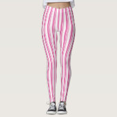Roze en witte streep leggings (Voorkant)