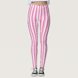 Roze en witte streep leggings