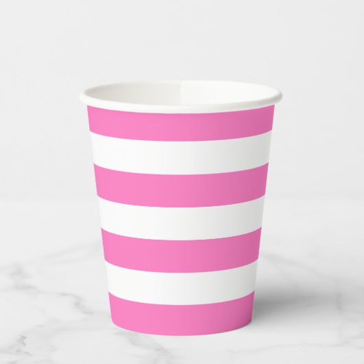 Roze en Witte Streep Papieren beker (Links)